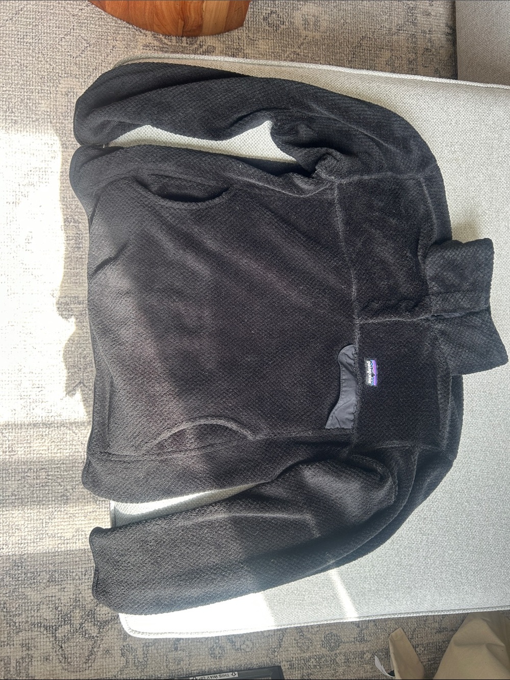 Patagonia Black Textured Snap-Front Fleece Pullover